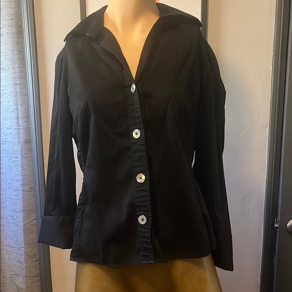 Classic Black Button-Up Women's Top